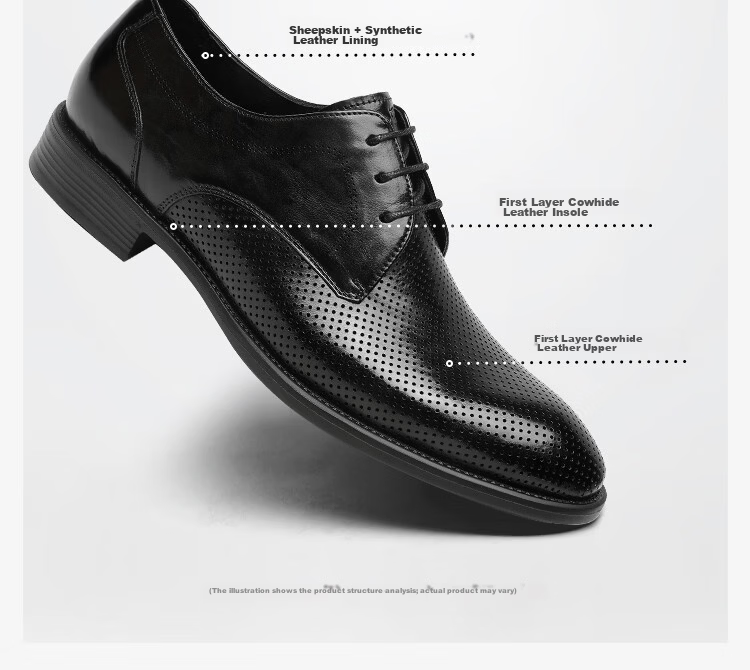 Goldlion Men's Shoes 2026 New Business Hand-Grip Textured Breathable Cushioning Formal Derby Shoes G567620081AAD Black Size 39 3