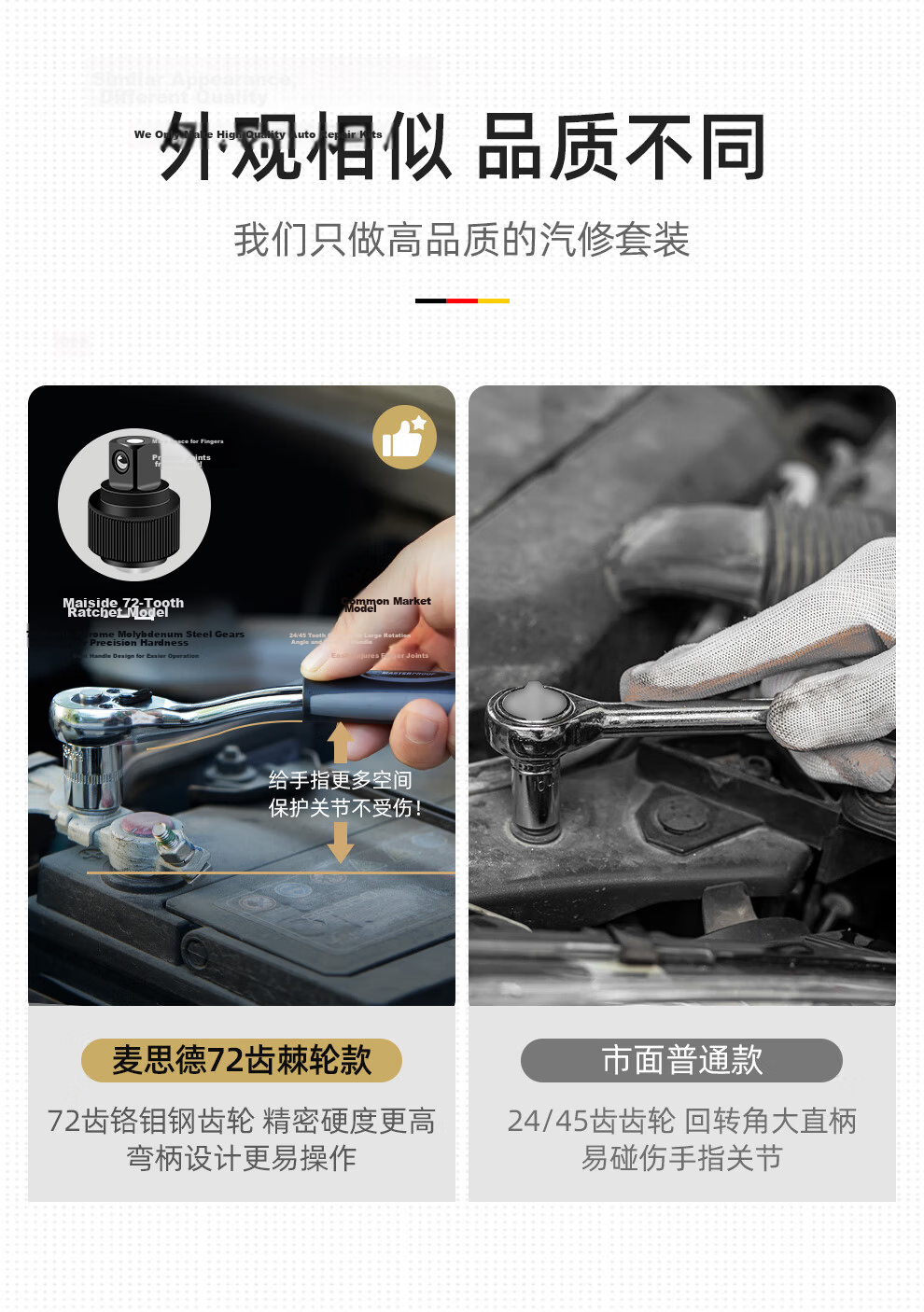 MASTERPROOF Industrial Grade 1/2" Large Ratchet Socket Wrench Quick Wrench Auto Repair Tool Set 12-Piece Single Row Plastic Rack 5
