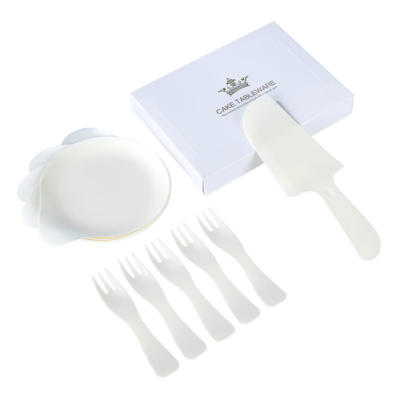 YOUAO Disposable Cake Tableware Set for 10 People, Including Plates, Forks, And Knives for Birthday Cake