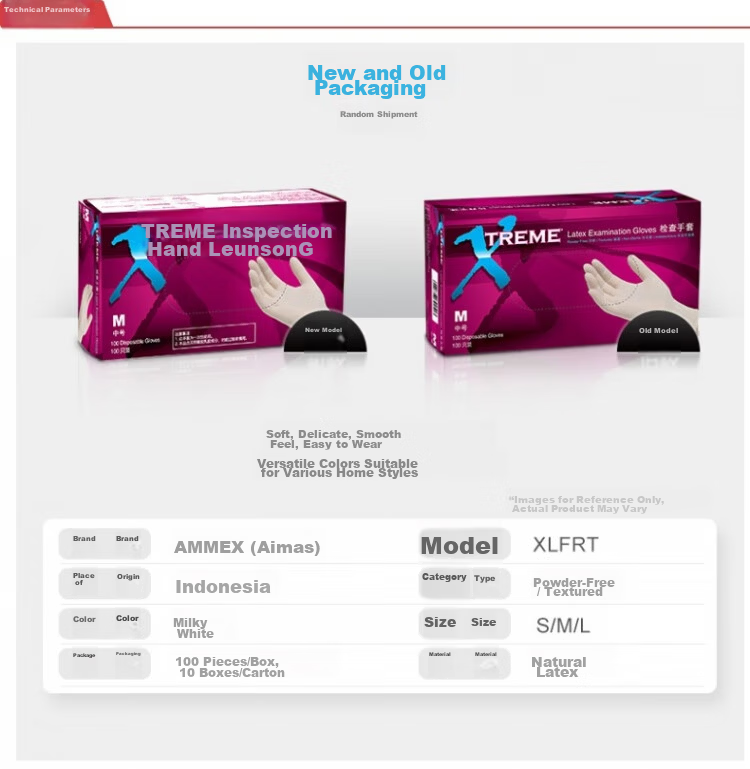 AMMEX Disposable Premium Latex Gloves (Natural White) Powder-Free Medium (CE Certified) 100 pcs/Box XLFRT44100 2