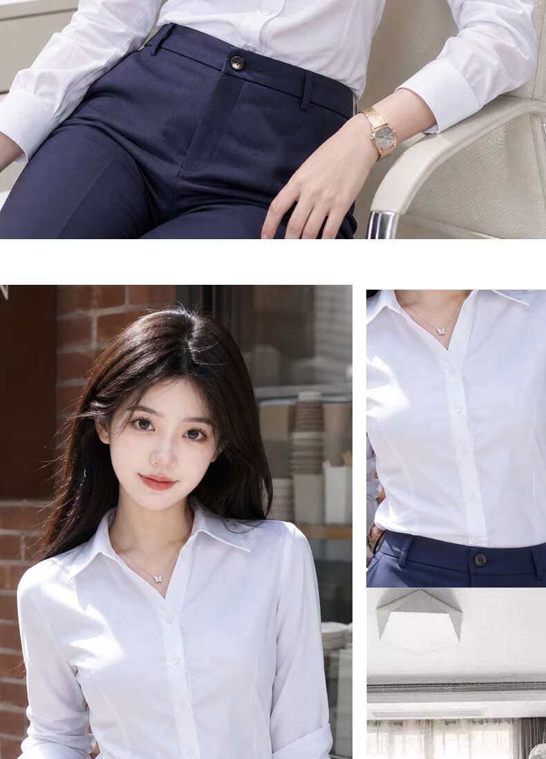 Chaoxu White Shirt Professional Long Sleeve Women Interview Commuting 2026 New Slim Fit Casual Wrinkle-Free Shirt 16