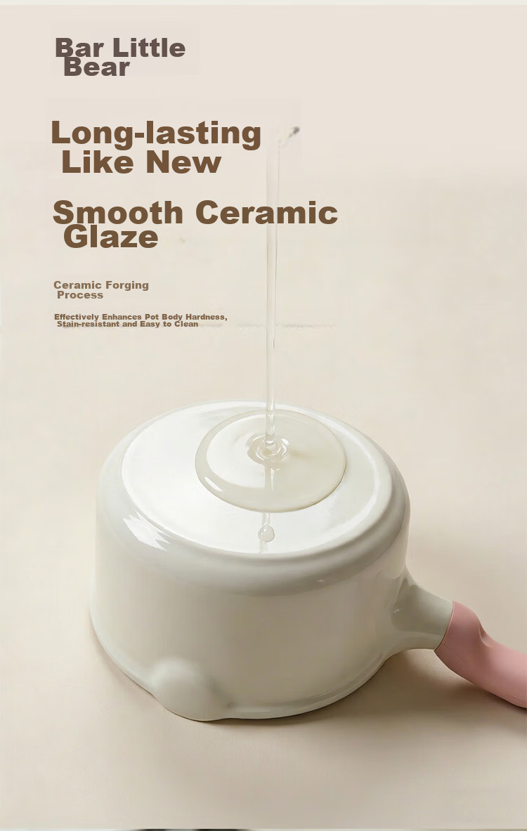 Bear Titanium Ceramic Non-Stick Milk Pot Baby Food Pot Healthy Coating Soup Pot 18cm Stove Compatible 6