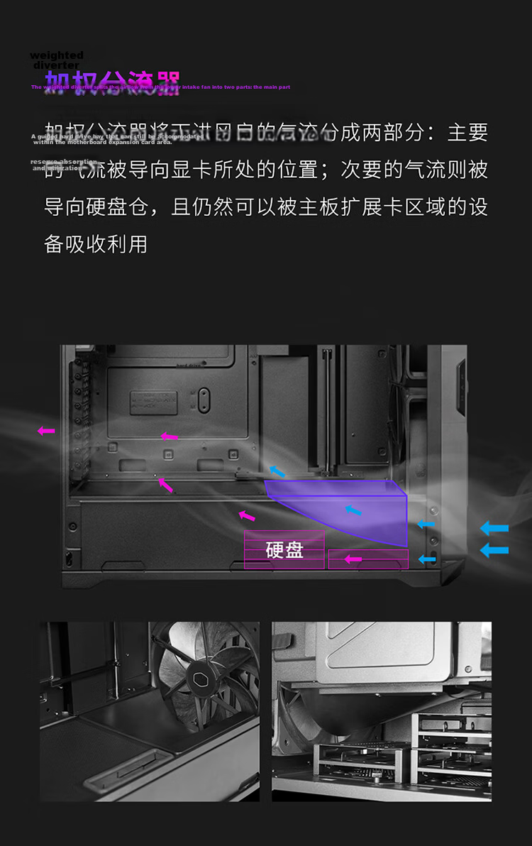 CoolerMaster HAF II 500 EATX Computer Case Master Sliding Rail/22040 Thickened Fan/Dual Mode GPU Bracket/Supports 4 Dual-Slot GPUs/Top-tier IO Panel 9