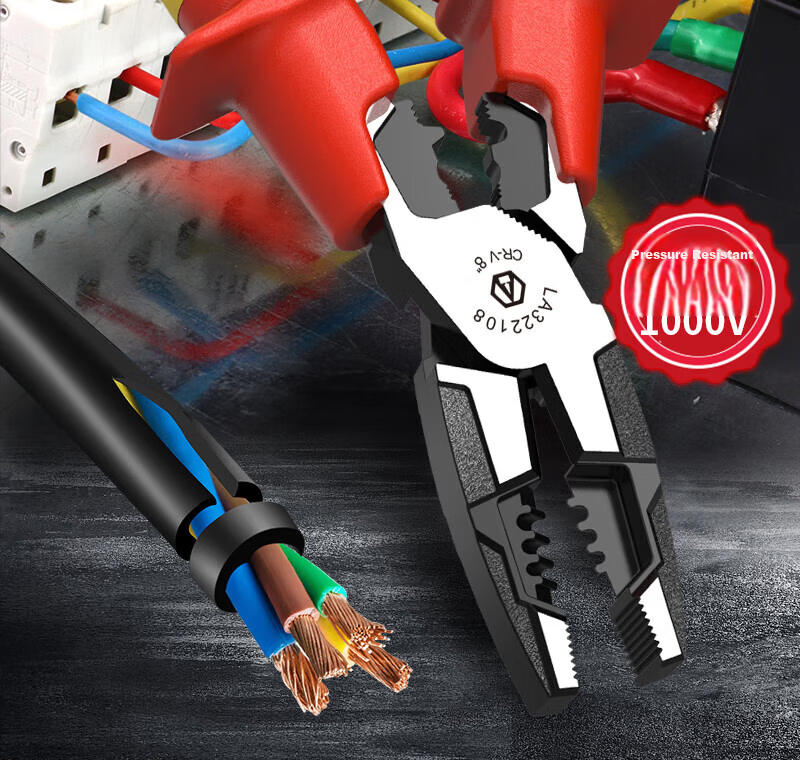 LAOA LA322108 Insulated 8-Inch Steel Wire Pliers Electrician Wire Stripper Cable Cutter 1000V Rated 3