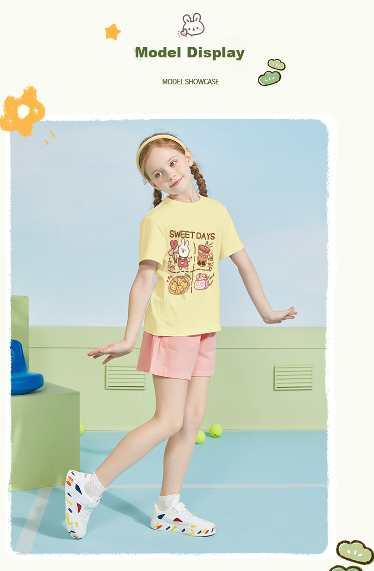 Jeanswest Girls Summer Outfit 2026 Children's Short Sleeve T-Shirt and Shorts Two-Piece Set Trendy Girls Sportswear 11
