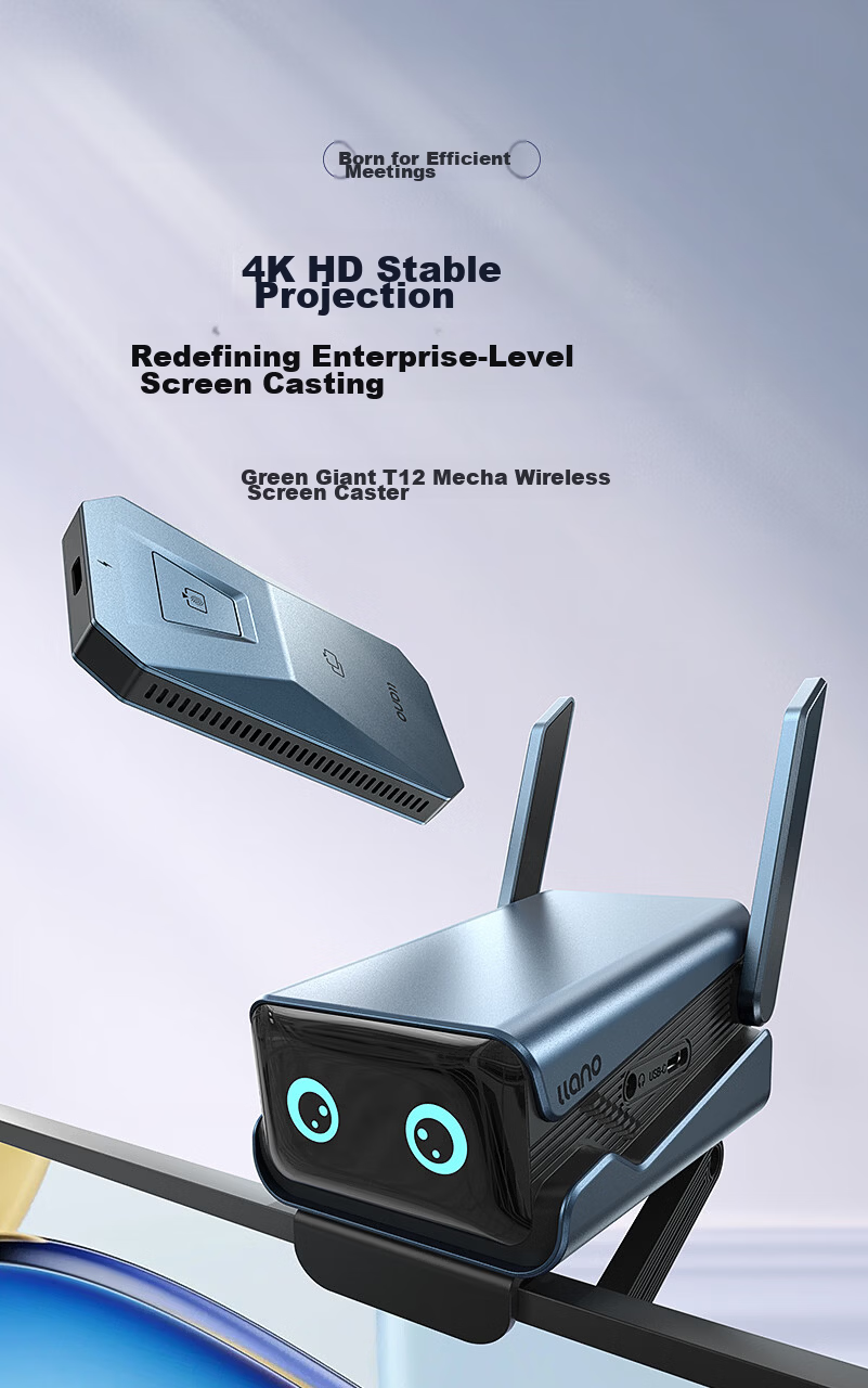 Green Giant HDMI Wireless Screen Mirroring 4K HD Conference Type-C/VGA Audio Wireless Transmitter Screen Sharing Device for Phone TV Computer Projector Point-to-Point 100m T12 4