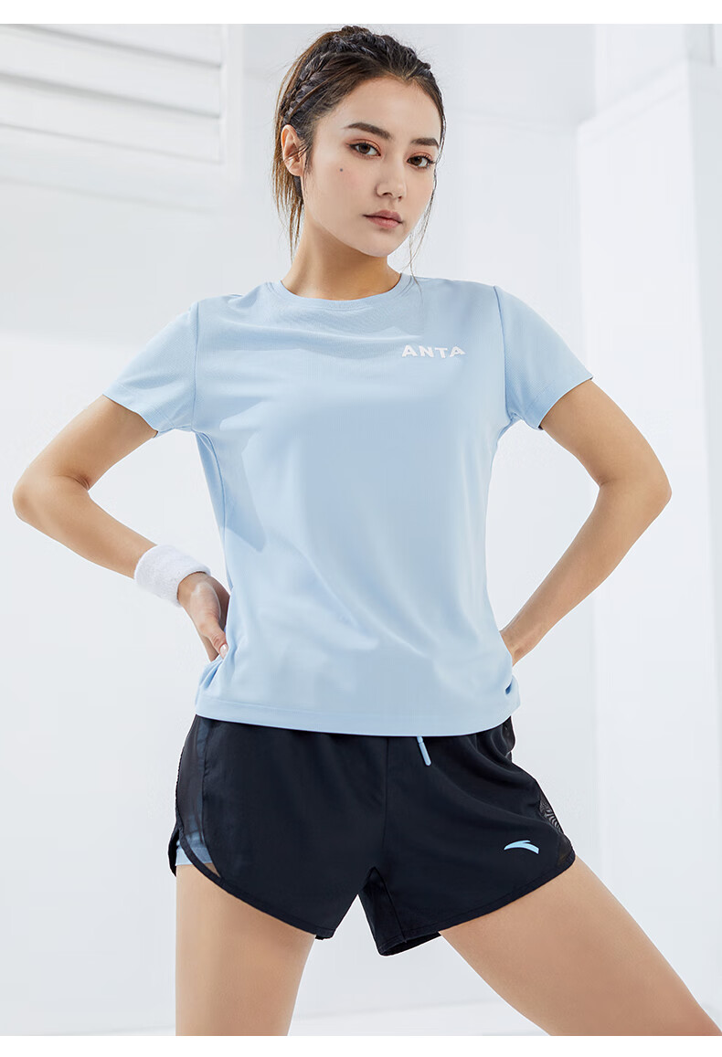 Anta Quick-Dry Sports Set | Women's Summer New Breathable Short Sleeve and Shorts Badminton Two-Piece Set with Anti-Exposure Design 45