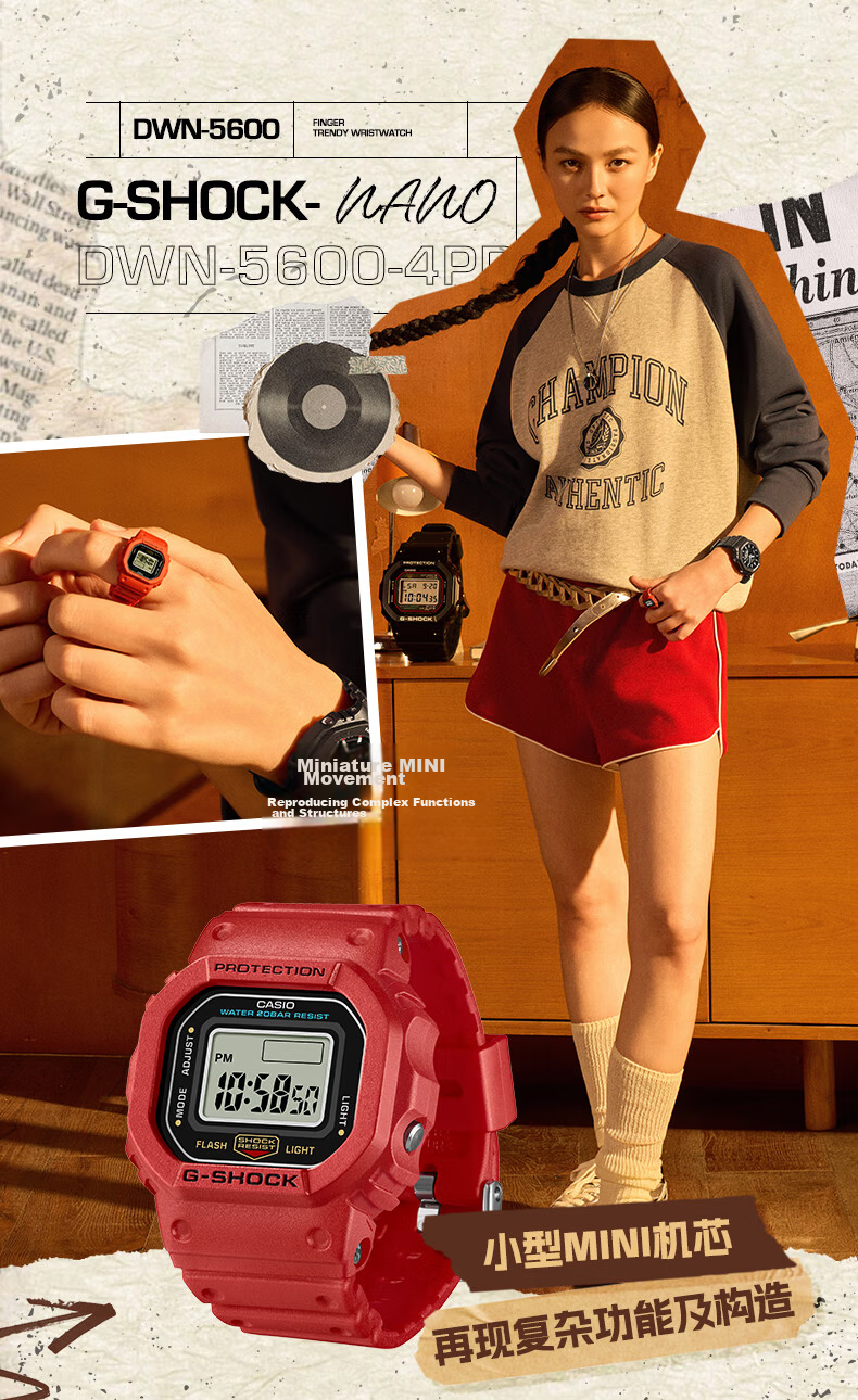 CASIO Unisex Adjustable Mini Square Digital Wristwatch Trendy Ring Style DWN-5600-1 Birthday Gift 3