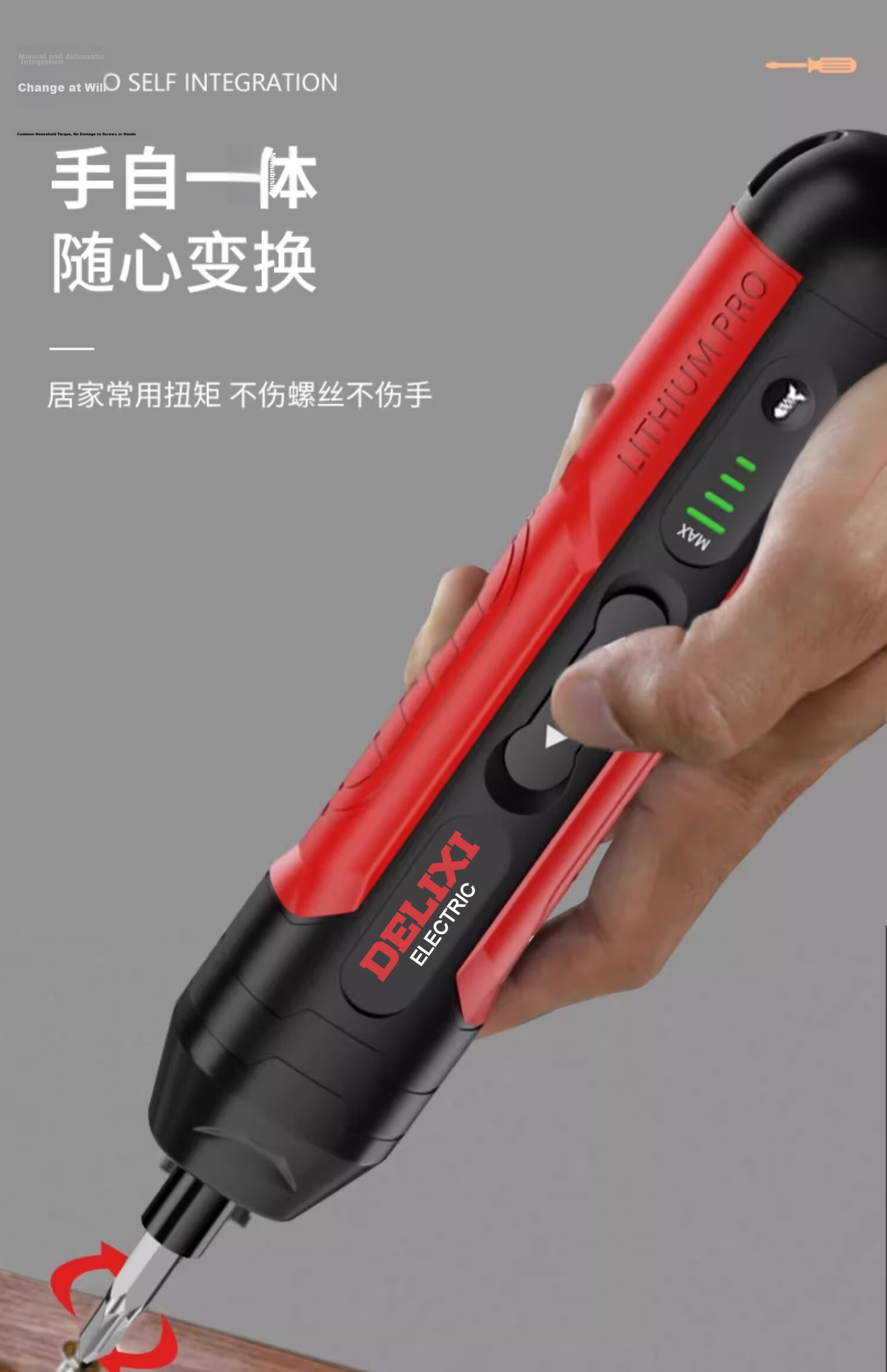 Delixi Electric Cordless Electric Screwdriver Rechargeable Household Electric Drill Mini Screwdriver Tool Set 4