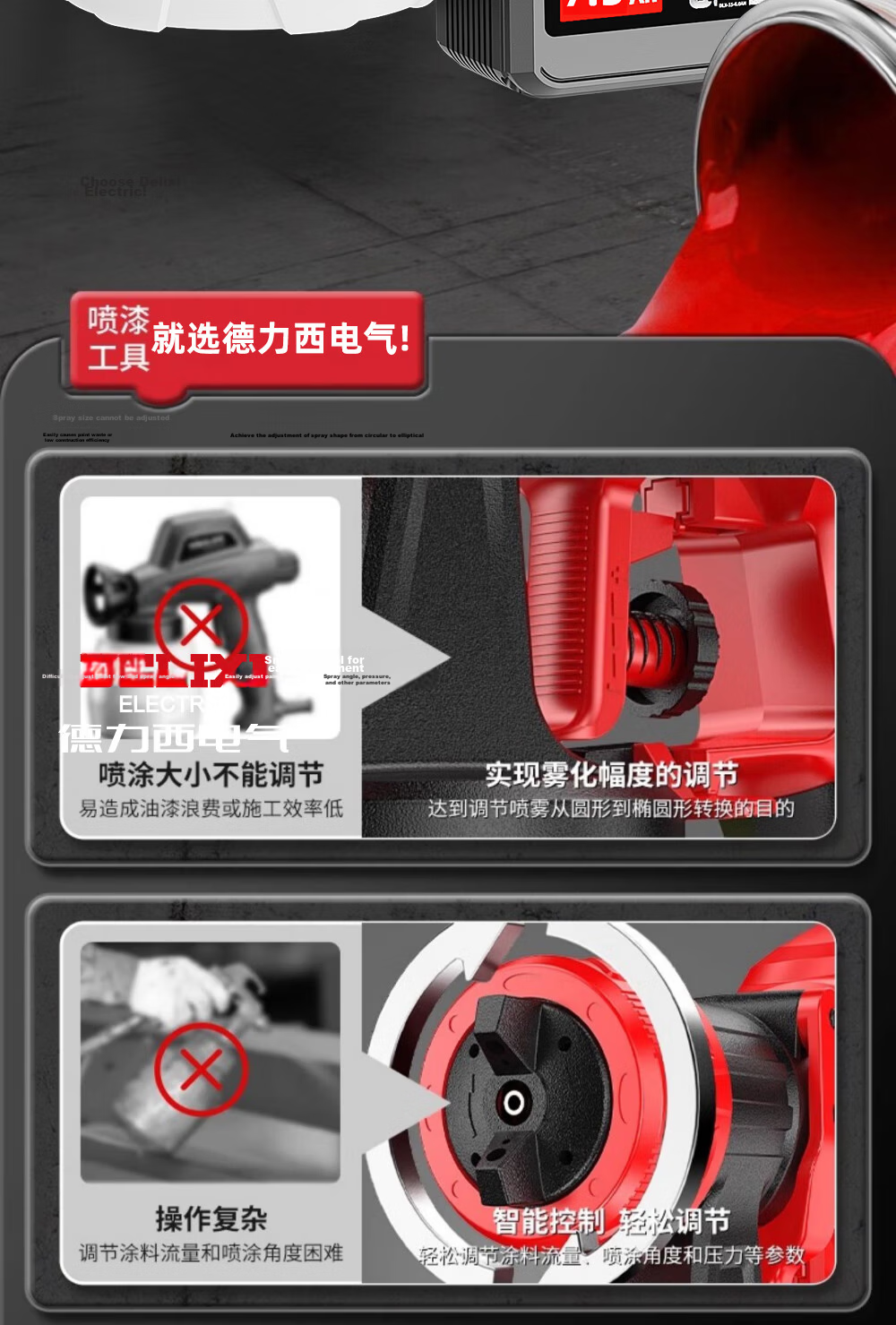 Delixi Brushless High-Power Lithium Battery Electric Paint Sprayer Integrated High Atomization Latex Paint and Oil Paint Spraying Machine 2Ah 3