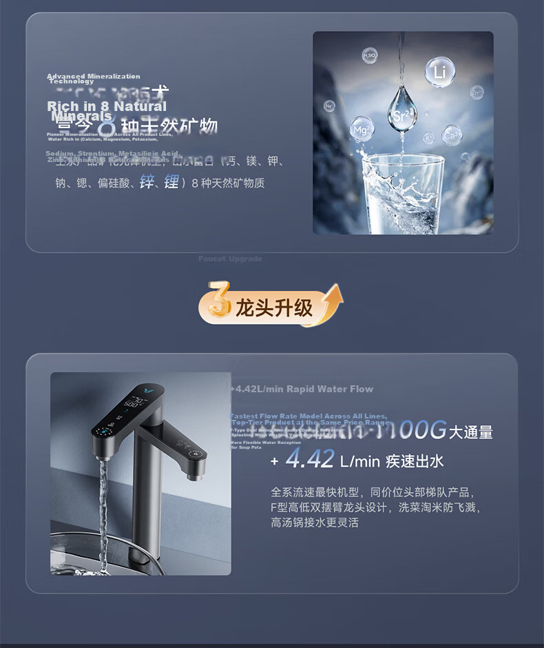 Viomi Kunlun 4Pro Upgraded Under-Sink Water Purifier 1400G Household Weak Alkaline Mineral Direct Drinking Reverse Osmosis Filter Water Machine 3