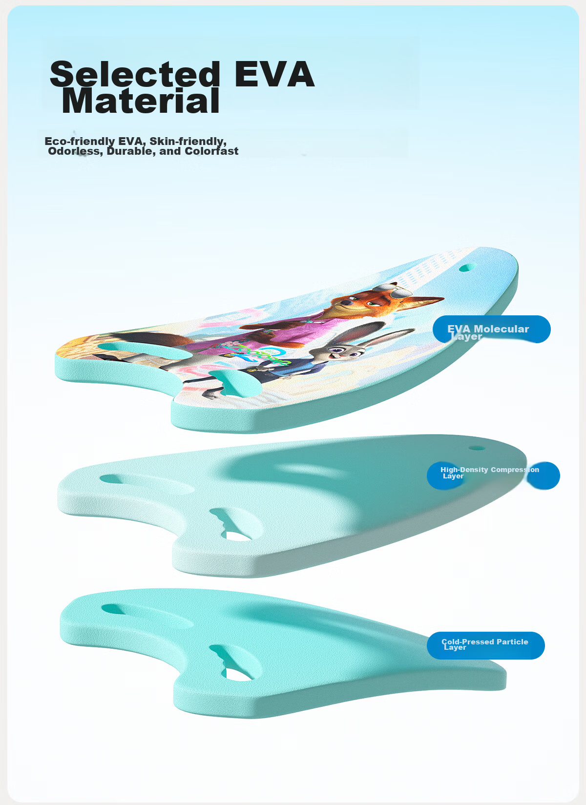 Disney Swimming Kickboard Children's Float Board Beginner Training Aid D96710S Zootopia Back Float 6