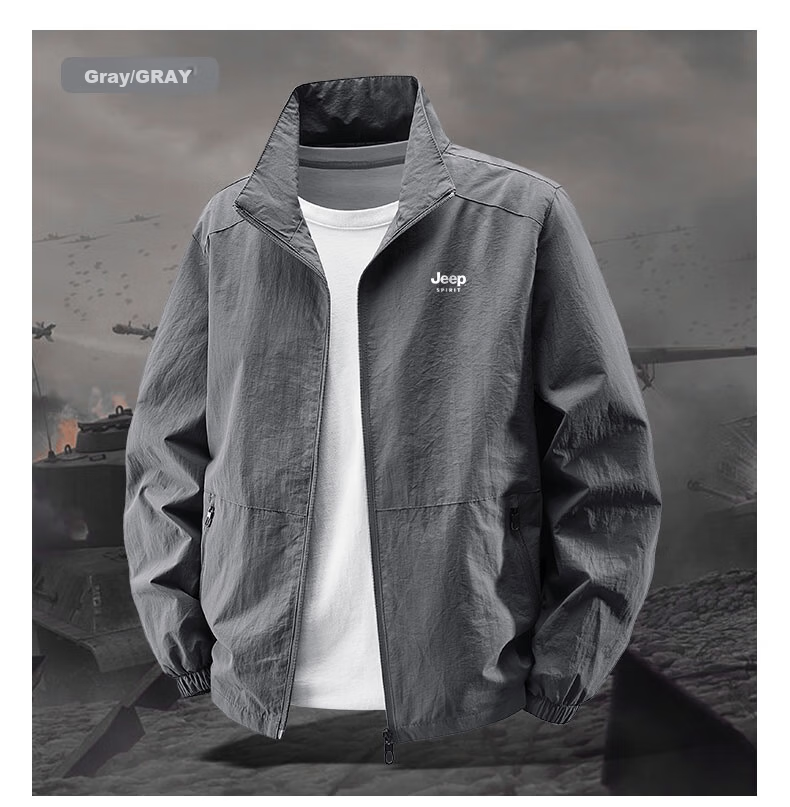 JEEP SPIRIT Men's Sun Protection Skin Jacket Summer Outdoor Sports Lightweight Jacket UV Protection Coat 16