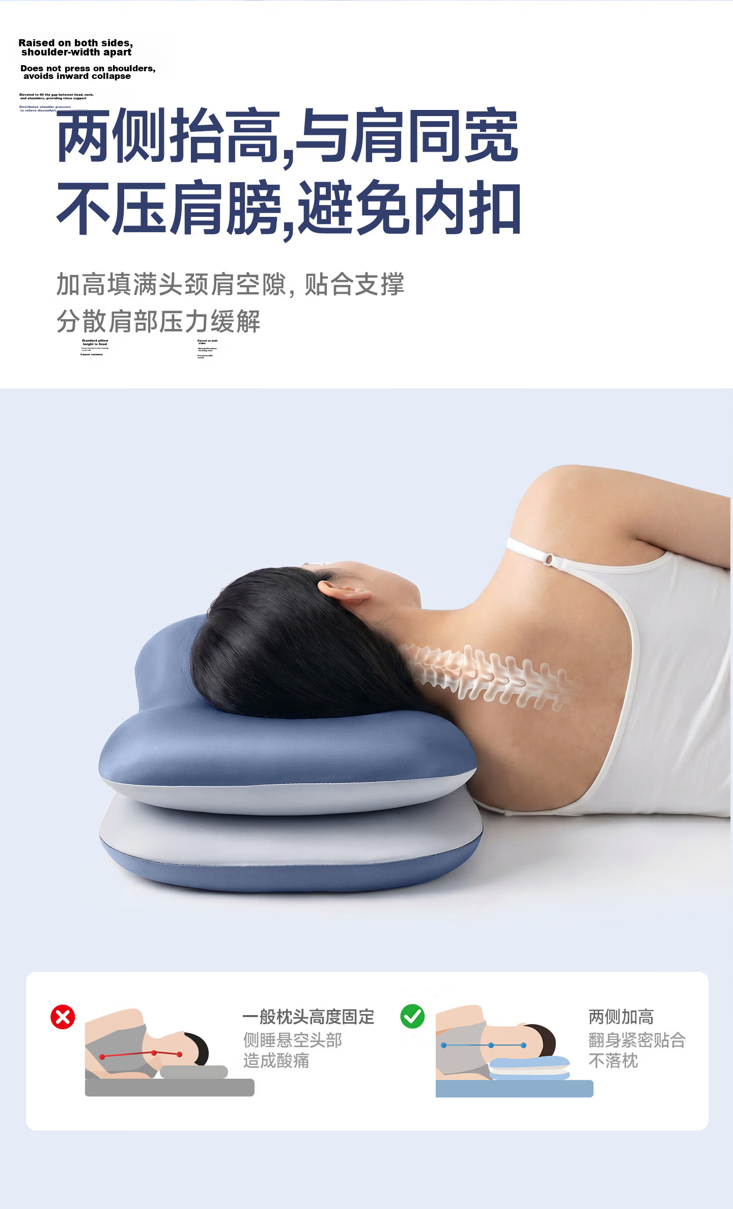 CEENIU Hot Selling No.1 Side Sleeping Pillow Neck Support Sleep Aid Core High Pillow Memory Foam for Men and Women Adults 23