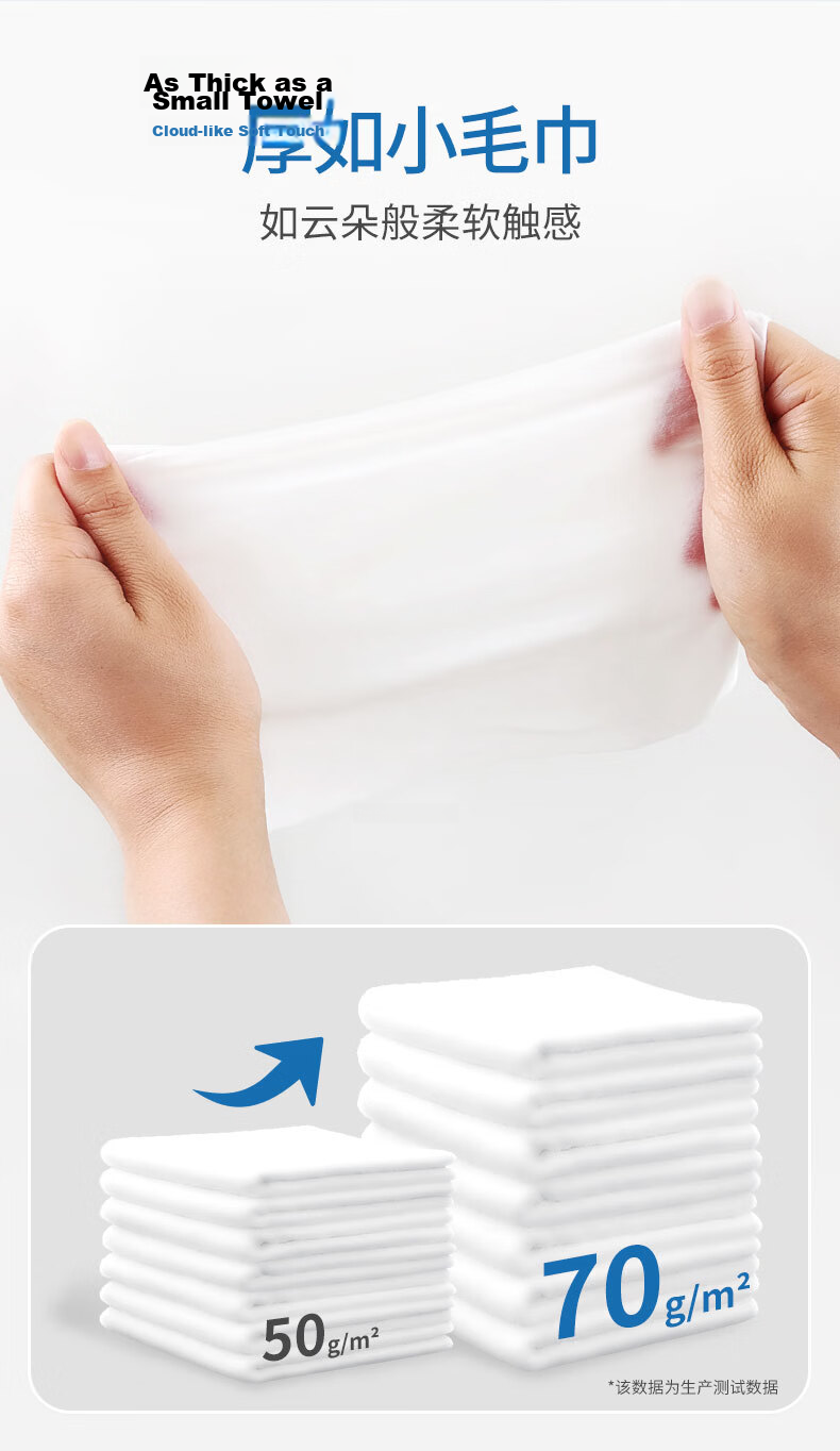 Xue Mianduo Cotton Soft Towels Extra Large Thickened Dual-Use Dry and Wet Facial Wipes Baby Soft Cotton Disposable Face Towels 60 Sheets 3 Packs 7