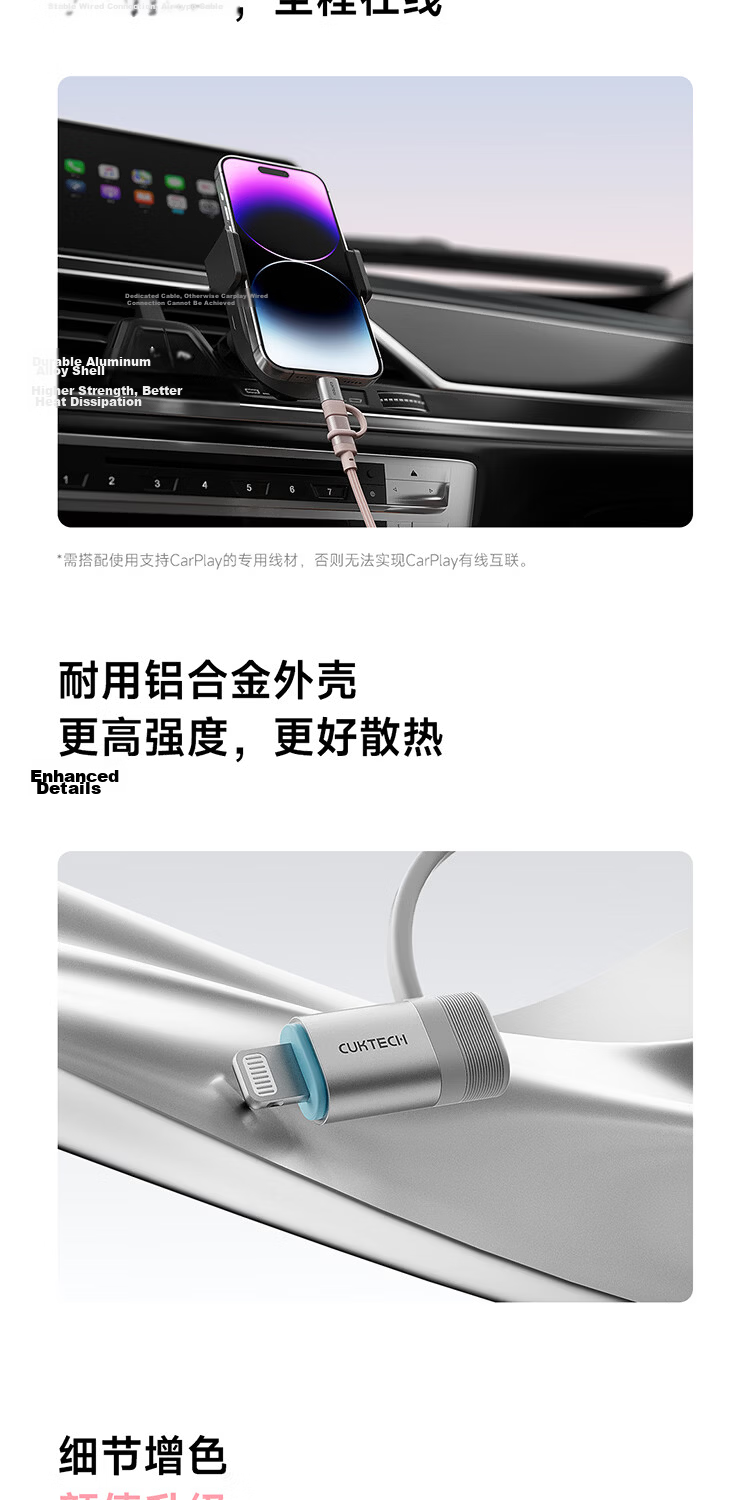CUKTECH Coolstate CP Apple MFi Certified Adapter 3A Fast Charging Type-C to Lightning Converter Charger Data Transfer Android Apple Adapter White 6