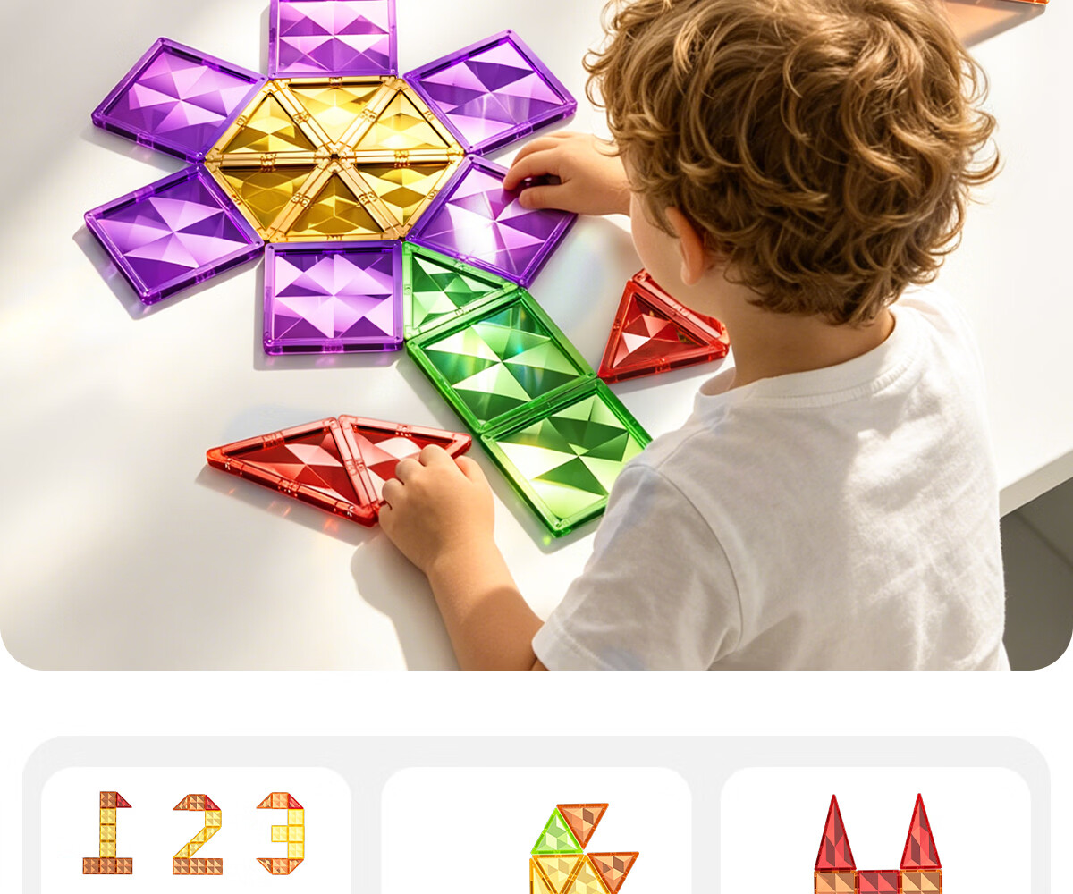 Xinge Color Window Magnetic Tiles Children's Toy Boys 3-6 Years Magnetic Building Blocks Educational Early Learning 1-3 Years Birthday Gift 17