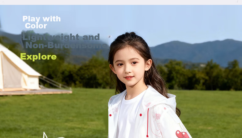 Yucheng Kids Raincoat Cartoon Print Elementary School Children Kindergarten Travel Portable Disposable Long Thickened Full-body Rain Poncho 3