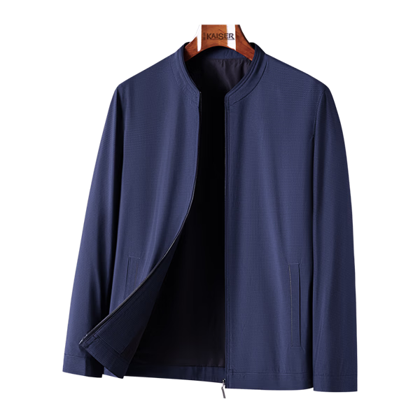 Caesar Stand Collar Jacket Men Spring Windproof Zip-up Business Casual Smooth Comfortable Commuter Coat