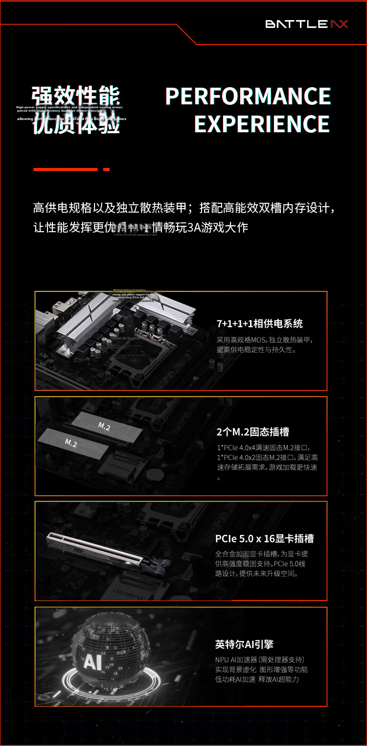 Colorful BATTLE-AX H810M-A WIFI V20 DDR5 Motherboard Supporting CPU 230F/225F/245KF (Intel H810/LGA 1851 Socket) 3