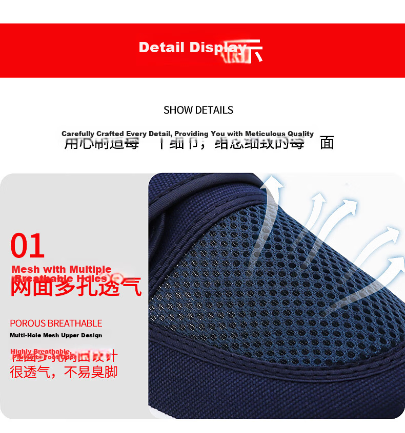 Mulang Anti-Static Velcro Single Mesh Shoes Breathable Dustproof Cleanroom Electronic Factory Work Shoes Thickened Soft Sole Navy Blue PU Sole Velcro Single Mesh Shoes Size 40 11
