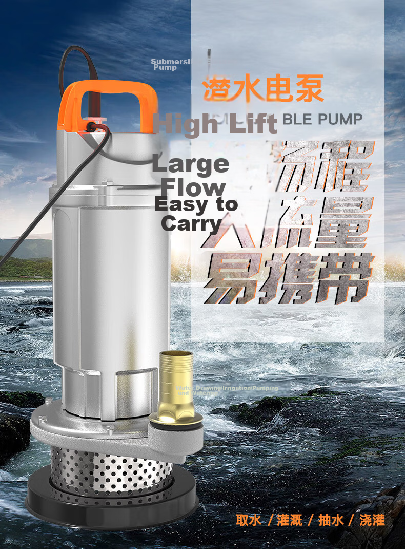 JU QUAN Multifunctional Household 220V Submersible Clean Water Pump High Lift Agricultural Irrigation Pump 2