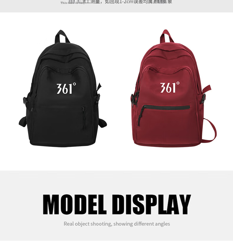 361° Men's Backpack College Student Large Capacity Casual Lightweight Commuter Laptop Bag Classic Black 8