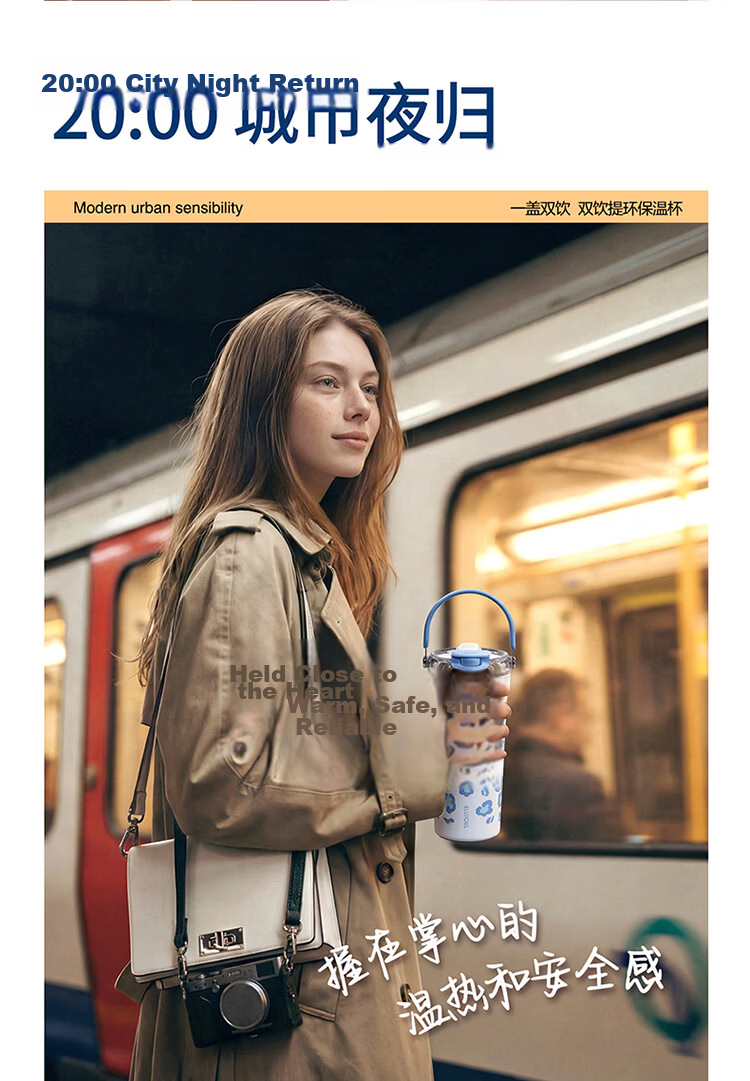 LOCK&LOCK Ceramic Coated Handle Insulated Mug Large Capacity Coffee Cup Portable Water Bottle Ivory White - 700ML 18