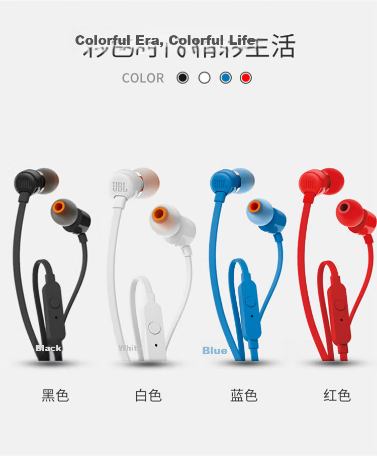 JBL T110 Wired Stereo In-Ear Headphones with Microphone for Computer Gaming and Sports, Compatible with 3.5mm Devices, Blue 8