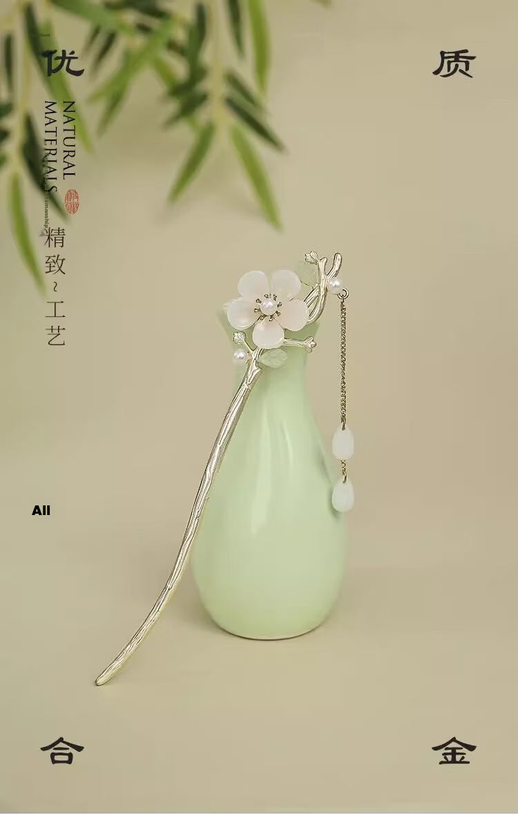 Zhuishi Orchid Hairpin Chinese Style Ancient Tassel Pearl Elegant Hairpin Birthday Gift for Girlfriend 3