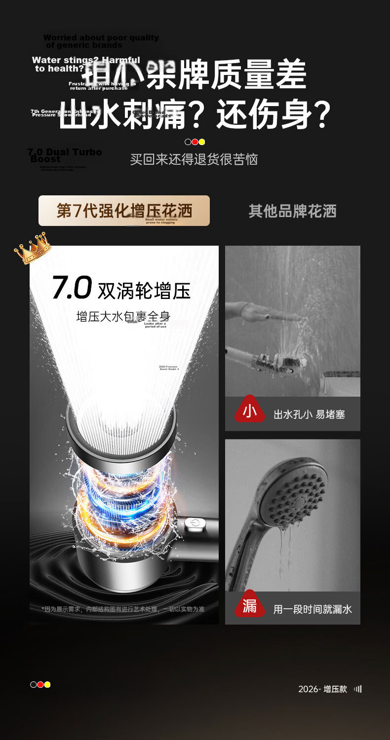 JROR [Seiko] Shower Head Set with Hose, High Pressure Large Water Flow Bathroom Shower Head Set 1