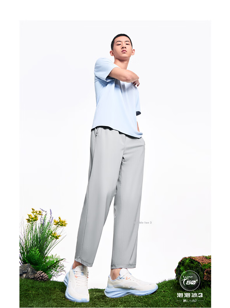 ERKE Knitted Capri Pants, Summer Ice-Cool Sun Protection Trousers, Straight-Leg Outdoor Casual Pants for Men, UPF50+ Versatile Sports Long Pants 16