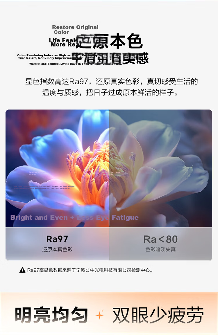 BULL Micro-Crystalline Ceiling Light, Living Room Main Light, Smart Full-Spectrum Eye Protection, IP40 Triple Protection, Lamp Installation Included, XD09 9