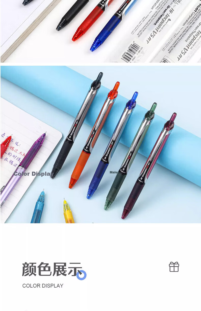 PILOT BXRT-V5 Black Retractable Gel Pen 0.5mm Student Signature Pen Business Water Pen Exam Writing Pen High-Quality Stationery Set Carbon Ink Pen 3-Pack 15