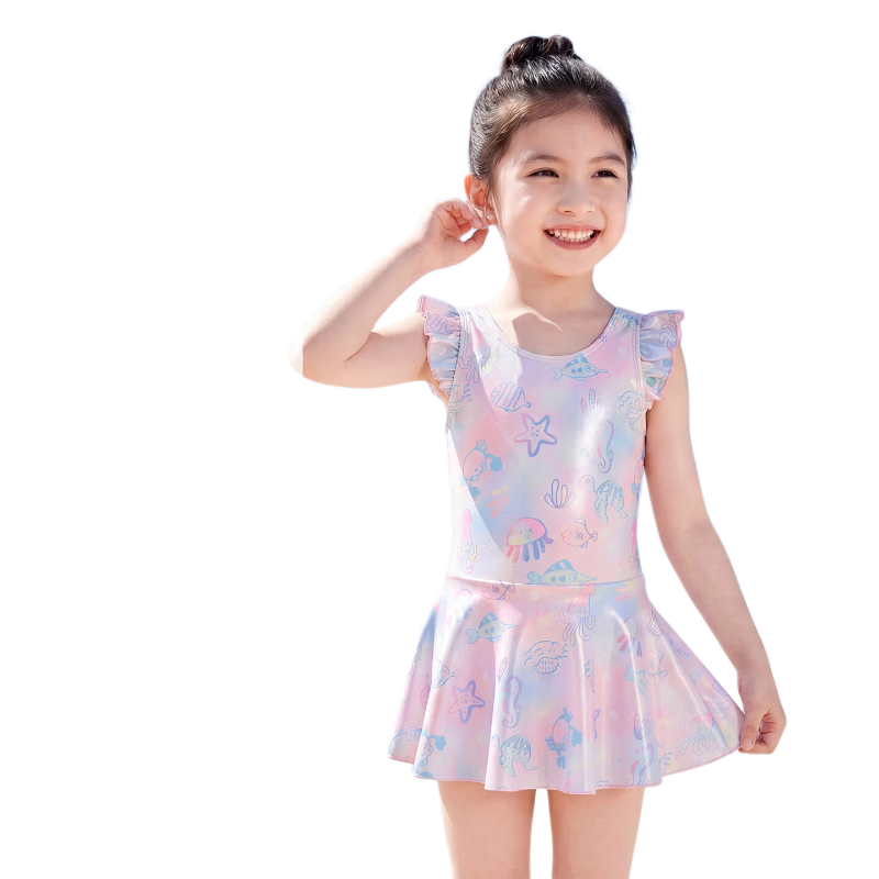 361° Kids Girls One-Piece Skirted Swimsuit Breathable Comfortable Princess Style Toddler Swimwear for Hot Springs and Swimming