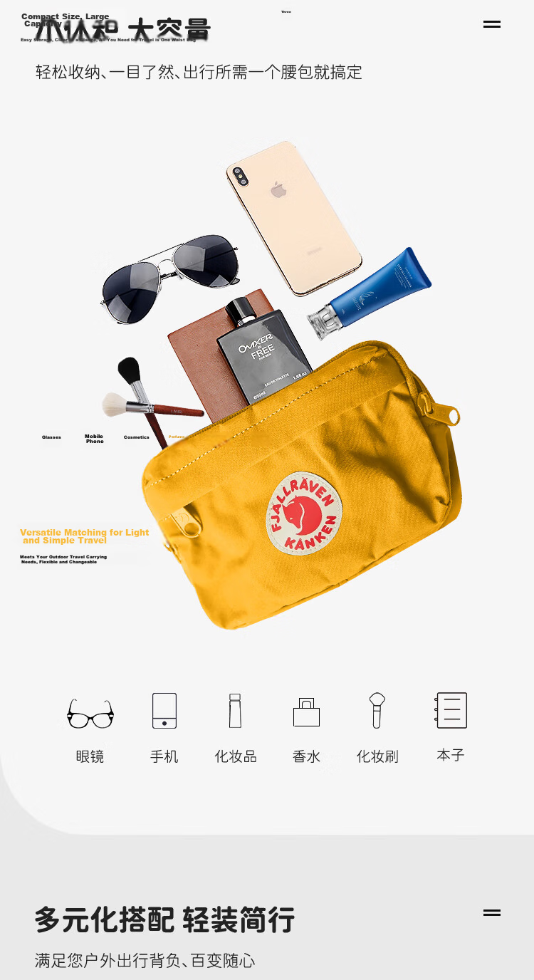 Fjällräven Classic Shoulder Bag Crossbody Trendy Waist Bag Backpack 23796-457 Lavender Purple 2L 4