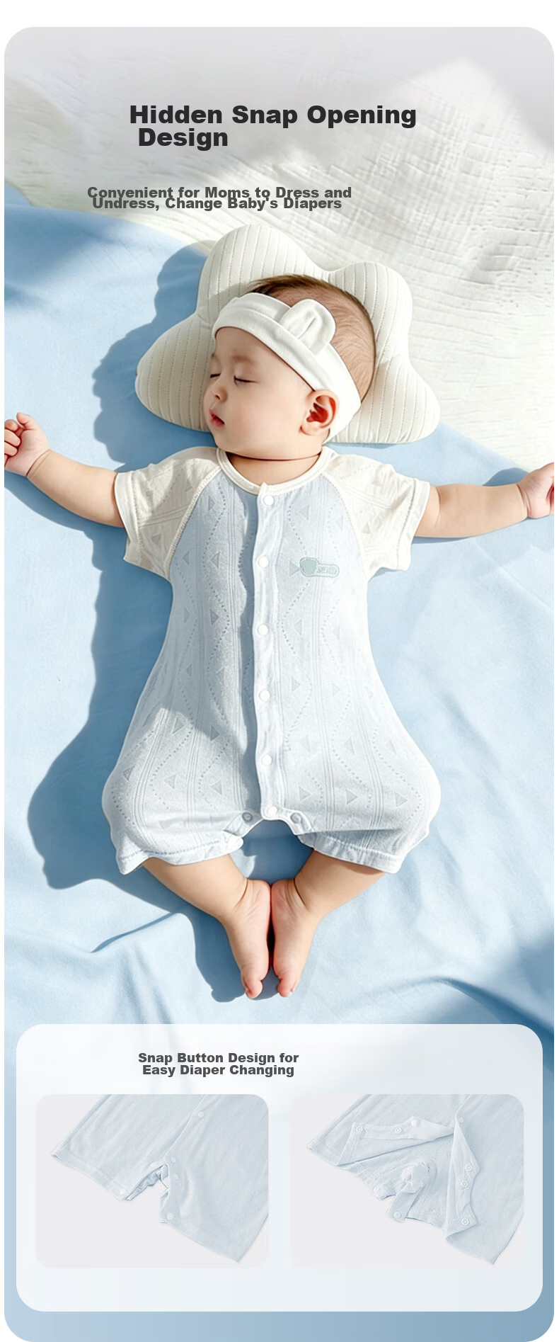 Aibao Baby Short-Sleeve Romper Summer Thin Newborn Infant Short-Sleeve Jumpsuit Pink White T318 Size 80 7