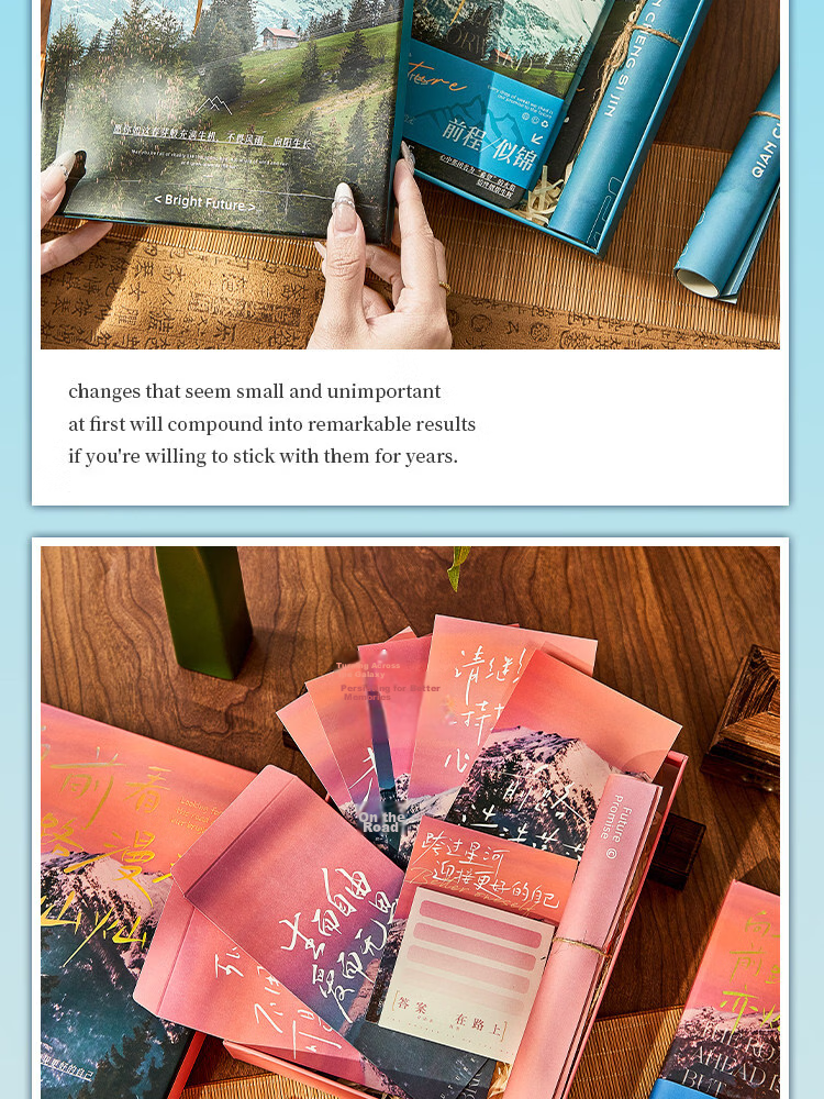 Jinzhi Scenic Notebook Set Gift Box High-Value Inspirational Girl Diary Elementary Student Journal Planner Graduation Gift for Whole Class Teacher Reward Souvenir 13