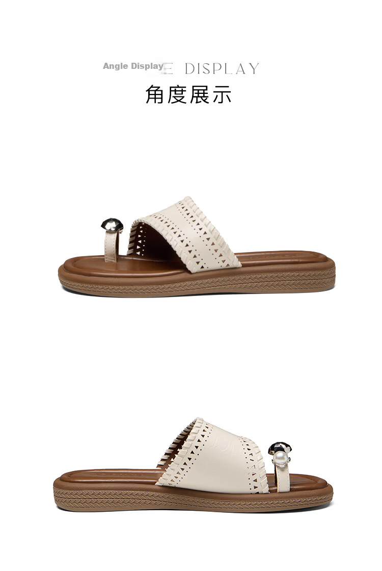Zhuoshini 2026 New Comfortable Open-Toe Slip-On Anti-Slip Casual Versatile Elegant Women's Sandals Beige/Brown Size 38 13