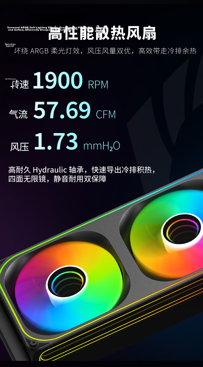 SAMA S300 Standard Fan 360 Liquid Cooler Black CPU Cooler 6-inch IPS Screen Rotatable Cold Head Smart Software Control AM5 Intel1851 3