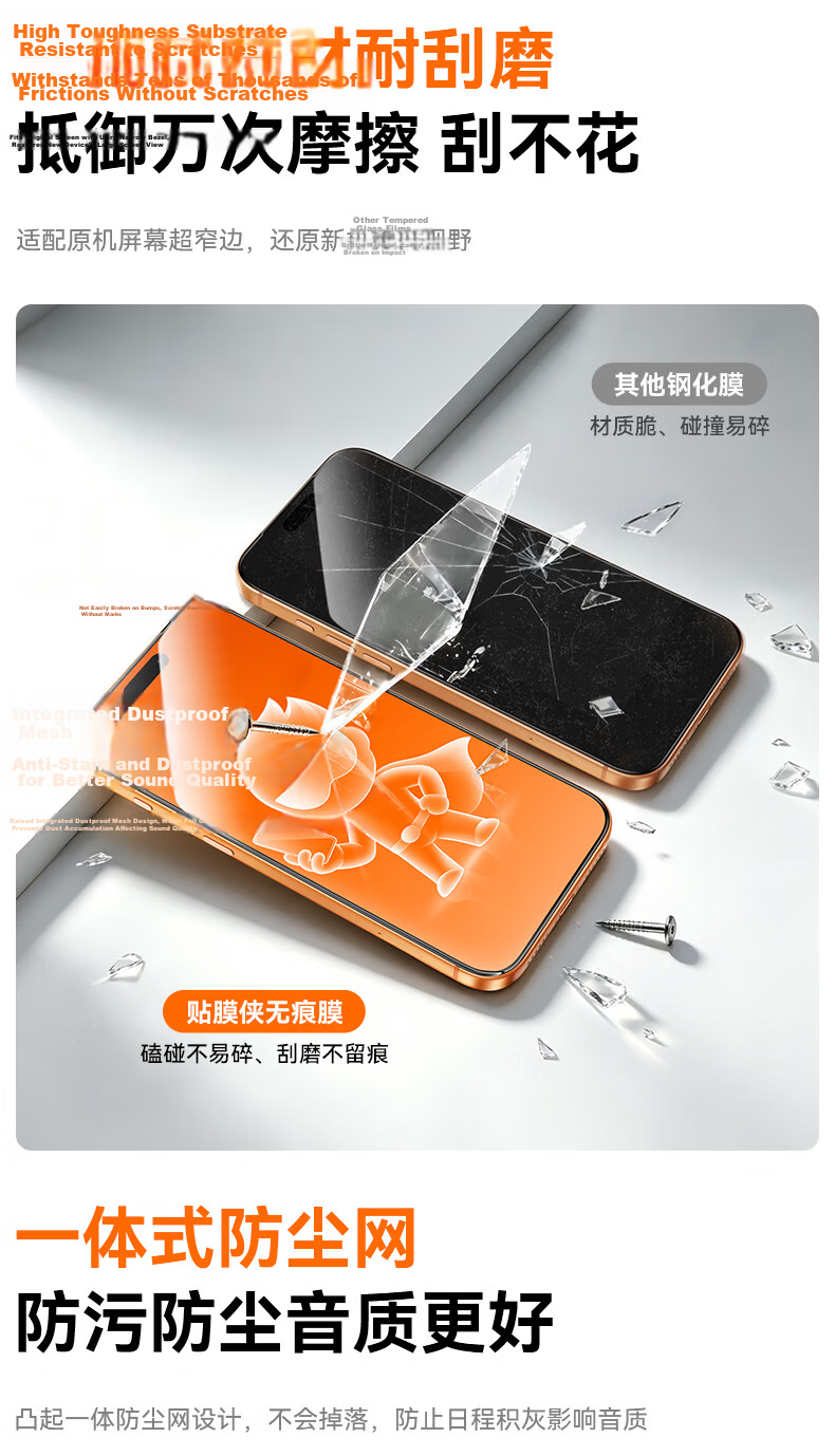 FilmHero AR Anti-Glare Tempered Glass Screen Protector for iPhone 16/15 Plus, Full Coverage, Dust-Free, Drop-Resistant, Anti-Fingerprint Protection for iPhone 16 Plus 9