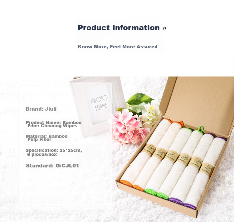 Jiuli Bamboo Fiber Absorbent Oil-Resistant Dish Cloth Kitchen Cleaning Rag Striped Pot Scrubber Dishwashing Wipe Table Cleaner 10