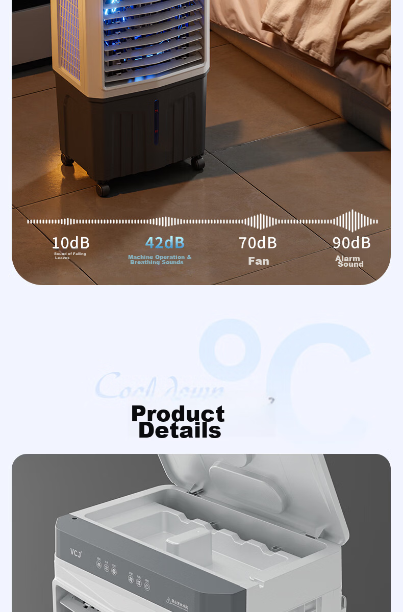 VCJ German Brand Industrial Cooling Fan Air Conditioner Water-Cooled Electric Fan Portable Commercial Home Air Cooler JD-900-A 20