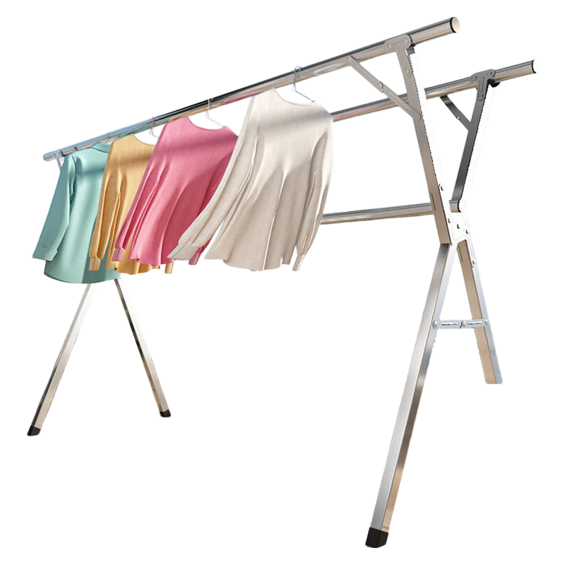 40,000km Folding Clothes Drying Rack Floor-Standing Telescopic Rod Indoor Outdoor Balcony Carbon Steel Quilt Drying Tool