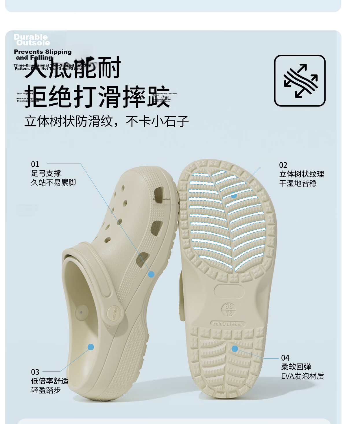 MINISO Women's Summer Hole Shoes Outdoor Beach Sandals Non-Slip Thick Sole Soft Foot Wrap Toe Cover Slippers Bone White Size 40-41 17