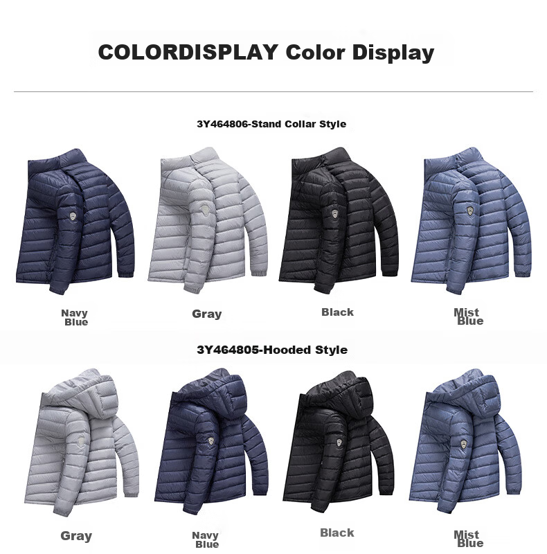 ROMON Men's Lightweight Down Jacket, Stand Collar, Short Style, Autumn New Fashion, Versatile Warm Inner and Outer Wear, Gray, Size 185 7
