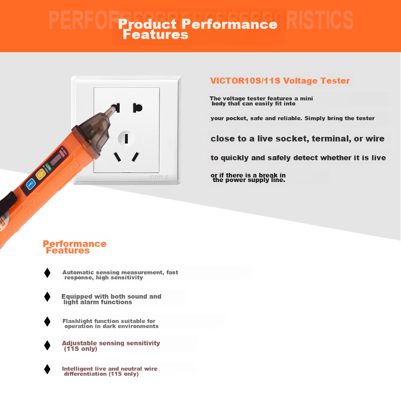 VICTOR Multifunctional Electrician's Test Pen for Home Wiring Inspection, Smart Induction Voltage Tester, Circuit Breakpoint Detector VC11S 3