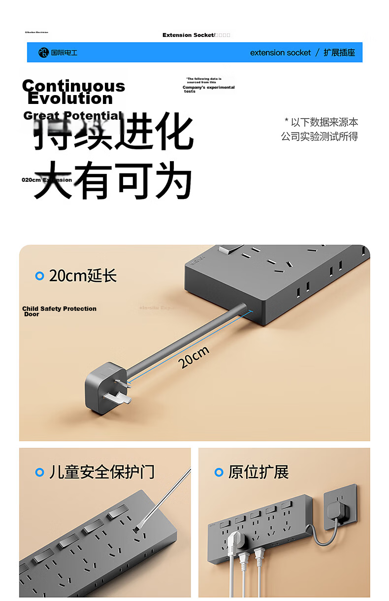 International Electrician 86-Type Surface-Mounted Multi-Port Controlled Extension Socket Panel with Cable Power Strip for Kitchen and Sideboard 2