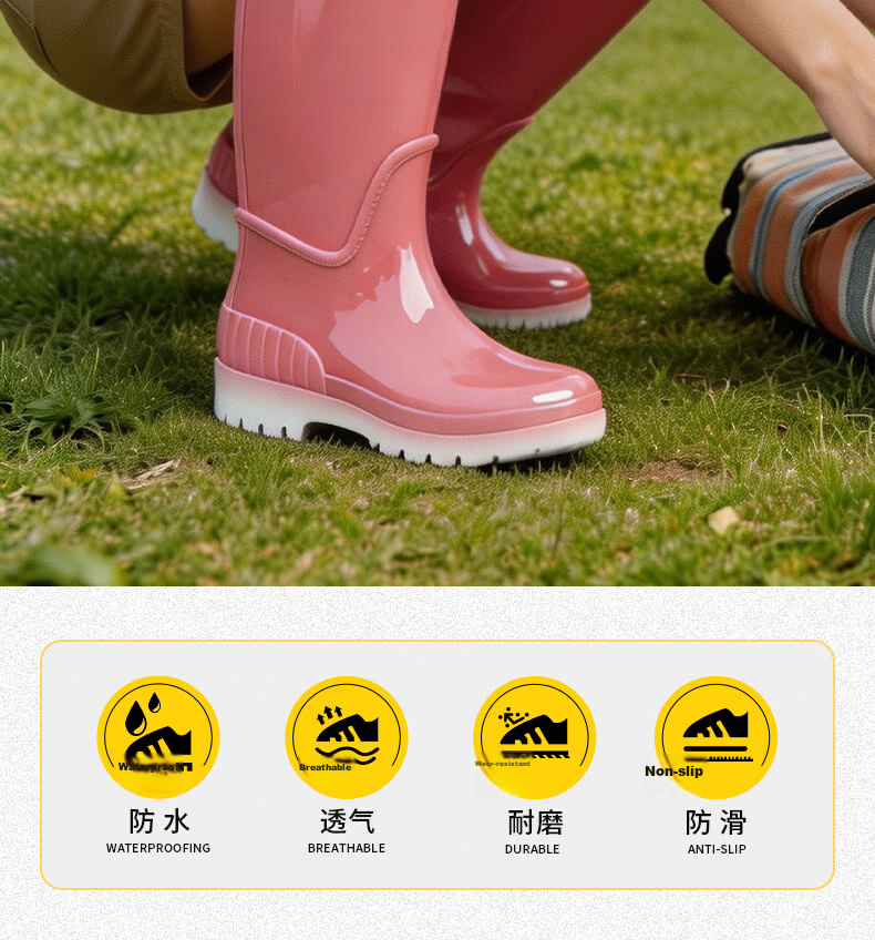 STANLEY Men's High-Cut Rain Boots Non-Slip Wear-Resistant Waterproof Lightweight Comfortable Breathable Fashion High-Cut Rain Boots Size 44 3