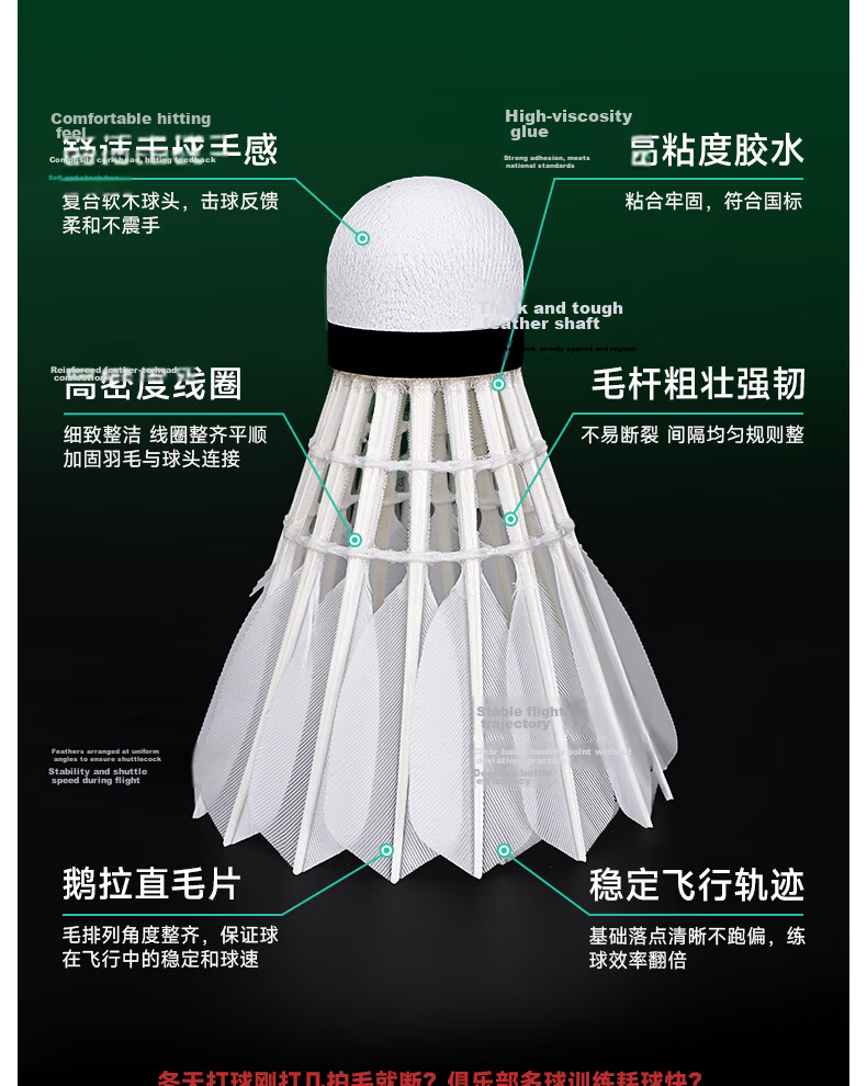 Xieyu S Series Suishuo Collaboration S8 High Durability Goose Feather 77-Speed Professional Training Competition Stable Windproof Badminton Shuttlecock 3
